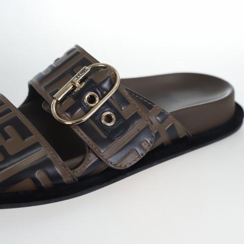 Leather ff slide online sandals